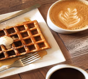 Biscoff Waffle (Egg & Eggless) + Hazelnut Latte